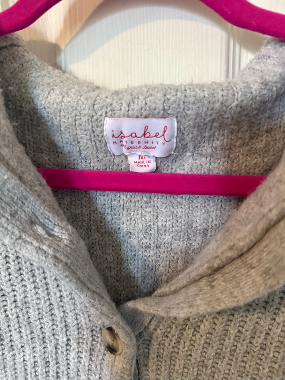 Isabel Maternity by Ingrid & Isabel Light Gray Cowl Neck Button Pullover - Picture 2 of 5